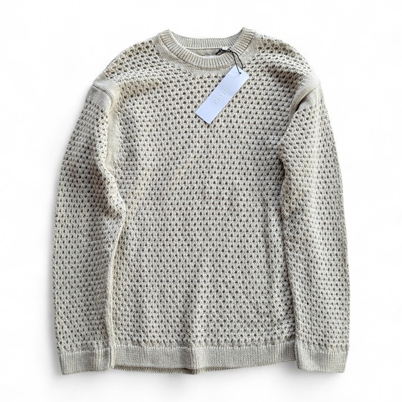 Kotn Men's Open Knit Cotton Crewneck Sweater NWT S Oatmeal - Picture 4 of 10